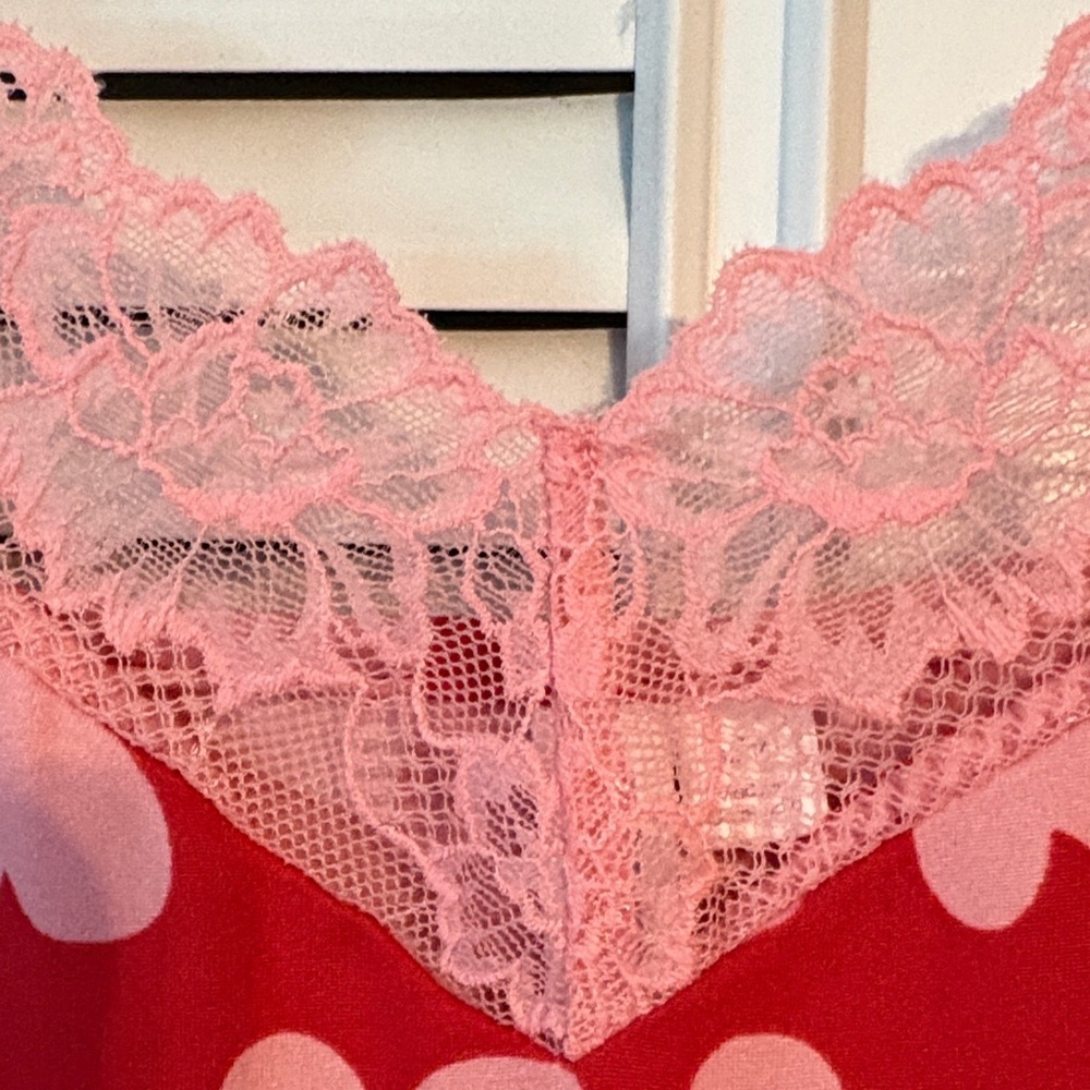 Joyspun Valentines Charming Red Heart Chemise with Pink Lace Size L 12-14 - Picture 5 of 8